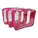 3-Pack Clear Vinyl Cosmetic Bag - Pink