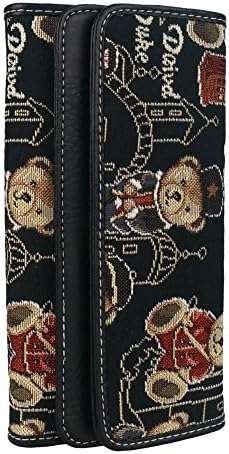 The Orient Bee Lovely Trifold Denim Leather Wallet Cards Holder Long(black)
