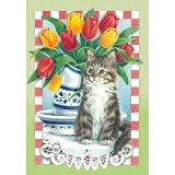 Tulips with Cat Garden Flag