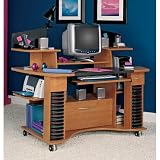Bush Furniture Jagger Comfort Zone Wood Computer Cart in Lift Cherry