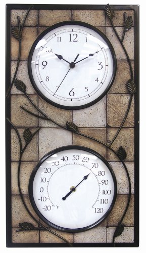 Chaney Instrument Indoor/Outdoor Clock & Thermometer Combo, Resin/Wire