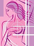 Woman Demonstrating Self Examination For Breast Cancer Awareness Photographic Poster Print, 9x12