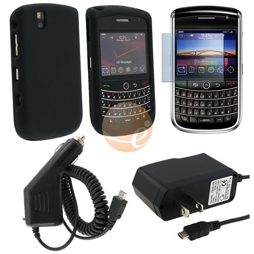 BLACK HARD CASE+2 CHARGER+LCD FOR BLACKBERRY 9630 TOUR