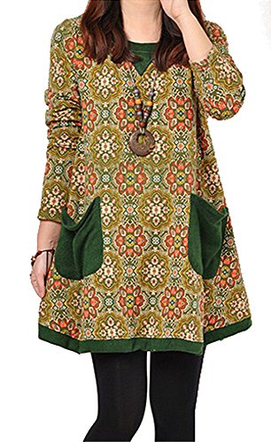 コットンチュニック チュニック ワンピース スモッグ ドレス 部屋着 ゆったり 大きいサイズ 結婚式 エレガンス キュート カジュアル パーティ ２次会 レディース 秋物 冬物 可愛いスカーフ付き R378