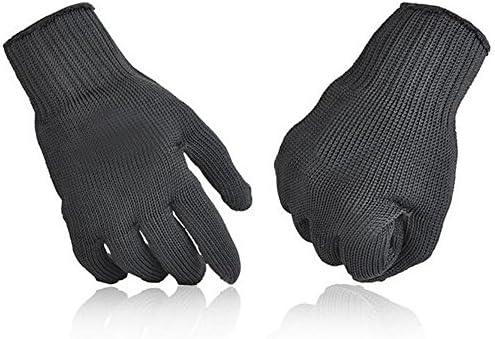 Yeager Cut Resistant Gloves - Stainless Steel Wire Mesh Gloves Black 240mm, One Pair