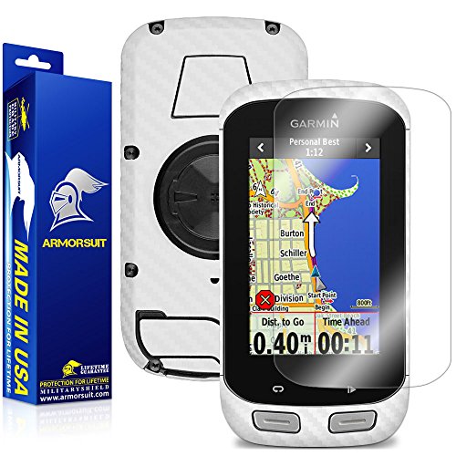 ArmorSuit MilitaryShield - Garmin Edge 1000 Screen Protector + White Carbon Fiber Full Body Skin Protector / Front Anti-Bubble Ultra HD - Extreme Clarity & Touch Responsive Shield with Lifetime Free Replacements - Retail Packaging