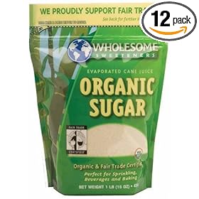 Wholesome Sweeteners Fair Trade Organic Sugar, 16-Ounce Pouches (Pack of 12)