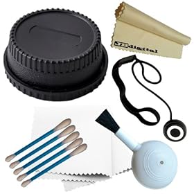 Camera Body Cover and Rear Lens Cap for Nikon DSLR Cameras D7000 D5100 D5000 D3200 D3100 D3000 D300S D90 D80 D60 D7 + Lens Cap keeper + Professional cleaning kit + JB Microfiber Cleaning Cloth