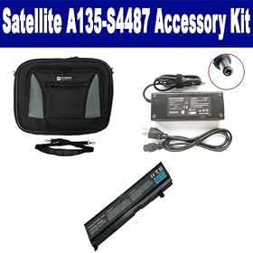 Toshiba Satellite A135-S4487 Laptop Accessory Kit includes: SDC-32 Case, SDB-3347 Battery, SDA-3506 AC Adapter