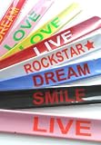 Text Sayings Rubber Wristband Bracelet Slapstick with Magnets Set of 6