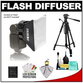 Zeikos Universal Soft Box Flash Diffuser with Tripod plus Accessory Kit for Nikon Speedlight SB-600, SB-900 & D3000, D3100, D5000, D7000, D90, D300s, D3, D3s, D3x Digital SLR Cameras
