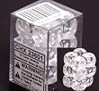 Translucent 16mm d6 Clear w/White Dice Block 12 pipped dice