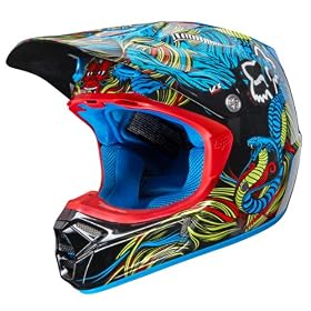 Fox Racing Anti Scene Men's V-3 Dirt Bike Motorcycle Helmet - Color: Electric Blue, Size: Small