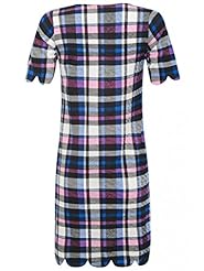 A-line Checkered Print Elastane/Polyester Short Sleeves Tunic 