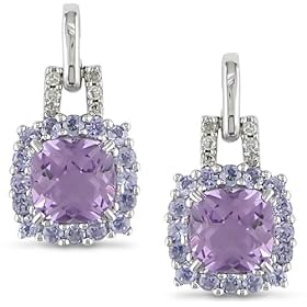10k 2-1 3ct TGW Amethyst and Tanzanite Earrings by Amour