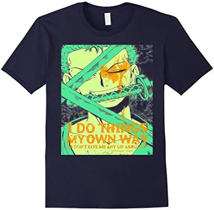 Men's One Piece Anime - Luffy Zoro T-Shirt Small Navy