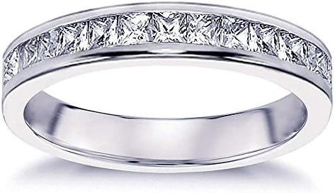 0.70 CT Princess Cut Diamond Wedding Band in 18K White Gold Channel Setting - Size 7