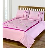 Pink Emily Design Embroidered Quilt/Duvet Cover Bedding Set (200 Thread Count) (King Bed) (Pink)