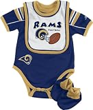 St. Louis Rams Infant Creeper, Bib and Bootie Set - 12 months