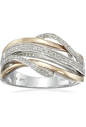 14k Rose Gold Plated Sterling Silver Diamond Bridge Ring (1/10cttw, IJ Color, I2-I3 Clarity)