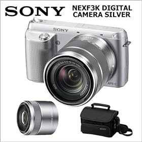 Sony NEXF3K DIGITAL CAMERA SILVER w/ 50mm F1.8 Nex System Camera Lens + Small System Case