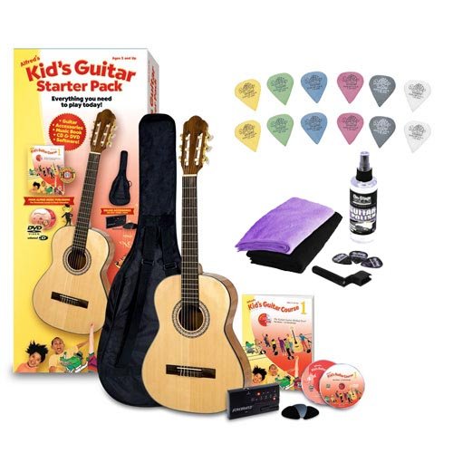 Alfred's Kid's Guitar Course, Complete Starter Pack with Universal Guitar Care Kit & Guitar Picks