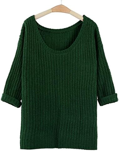 EKIMI Women's Batwing Sleeve Oversized Pullover Knitted Sweater (Green)