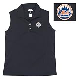 New York Mets Womens Excellence Sleeveless Mesh Polo by Antigua Sport