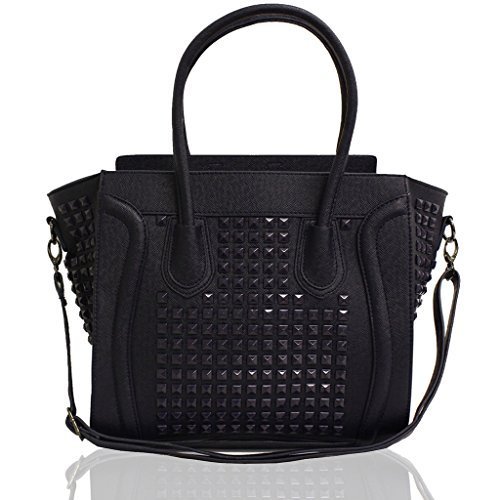 Womens Designer Faux Leather Celebrity Style Studded Smile Tote Handbags Shoulder Bags Womens Designer Faux Leather Celebrity Style Studded Smile Tote Handbags Shoulder Bags