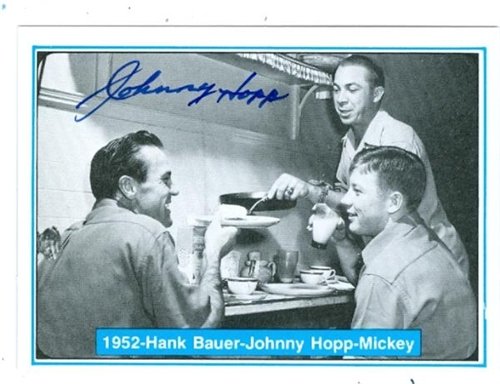 Johnny Hopp Autographed/Hand Signed baseball card (New York Yankees) 1982 Mickey Mantle Story #12 (6