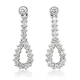18k White Gold Stud Tear Drop Diamond Earrings (E-F, SI, 0.74 carat)