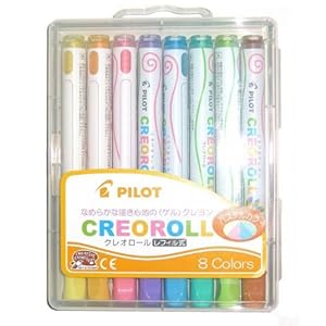【クリックで詳細表示】パイロット くれよん クレオロール パステルカラー8色セット AO-CR6P-S8
