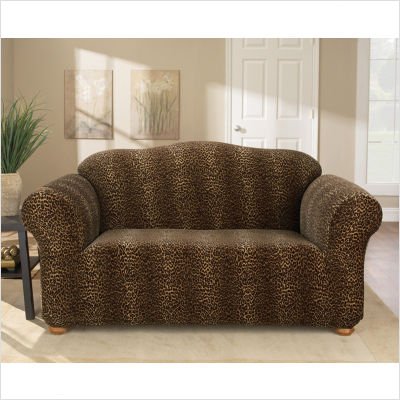 Stretch Leopard Sofa Slipcover - Brown