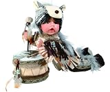 AKULE 16" Porcelain Indian w/Drum Doll By Duck House~Retired