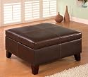 Furniture online: Coaster Dark Brown Contemporary Square Faux Leather Storage Ottoman