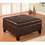Storage Ottoman Contemporary Style in Dark Brown Vinyl