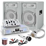 Produkt-Bild: 1200W DJ Set - PA Anlage "Basstant" wei&szlig;/white (PA-Verst&auml;rker SPL500, Boxen-PW1222, Mixer, Kopfh&ouml;rer)