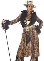 Womens Halloween Costumes 1970's 1970s 70s Lady Pimp Animal Print Leopard Costume Theme Party Outfit