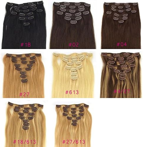 Beauty Wig World 20" 50cm 95g 8pcs full head clip in real indian human hair extensions one piece #613-bleach blonde