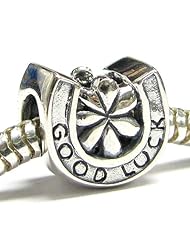 Sterling Silver Good Luck Horseshoe Flower Bead For Pandora Troll Chamilia Biagi European Story Charm Bracelets
