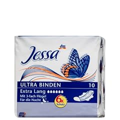 Jessa Ultra Binden Extra Lang f�r die Nacht + Fl�gel, 4er Pack (4 x 10 St�ck)