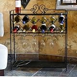 IMAGE OF Marble Top Wine and Glass Console in Black with Brushed Copper