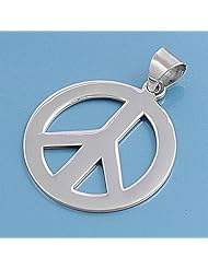 Sterling Silver Fine Flat Peace Sign Pendant