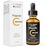 VITAMIN C Serum for Face - 2 fl. oz - 20% Organic Vit C + E + Vegan Hyaluronic Acid - Professional Facial Skin Care Formula - Radha Beauty