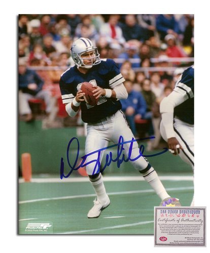Danny White NFL Dallas Cowboys Hand Signed 8x10 Photograph Blue Jersey