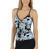 Merona® Women's Paisley Print Tankini Swim Top - Black/Blue