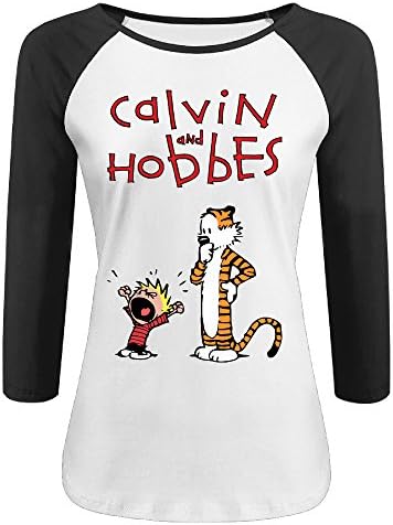 ONESEDA Women's Calvin And Hobbes 3/4 Sleeve Baseball T Shirt