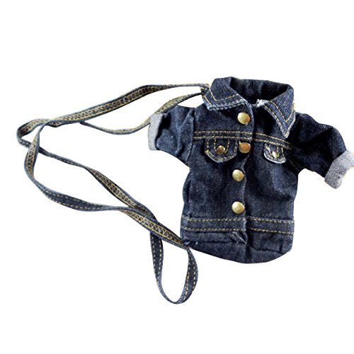 Aisa Unique Individual Design Denim Jacket Coin Purse Durable Pouch Purse Small Cell Phone Pocket Interesting Clutch Wallet Bag Storage Bag (Dark Blue)
