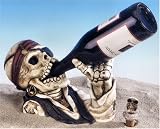 Davy Jones Bones Locker Skeleton Wine Bottle Holder with Stopper Set