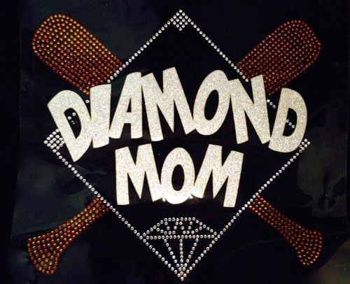 Diamond Mom Glitter Patch Baseball Rhinestone Transfer Iron On - DIY
